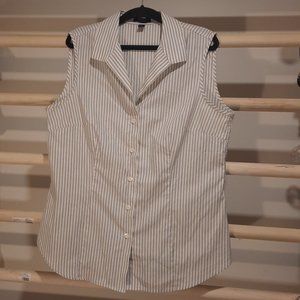 Stripe Easy Care Button Down Blouse